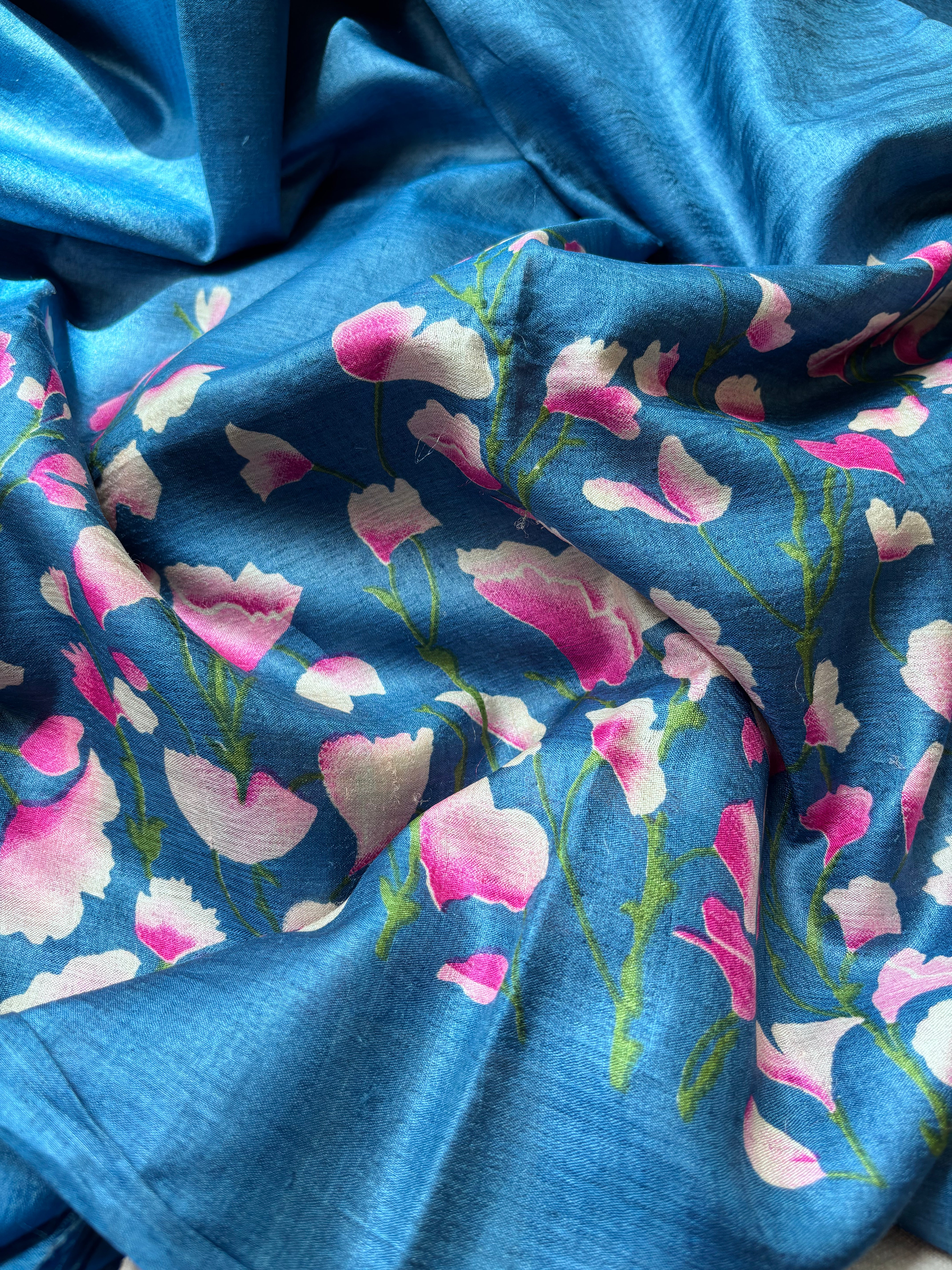 Blue Tussar Saree